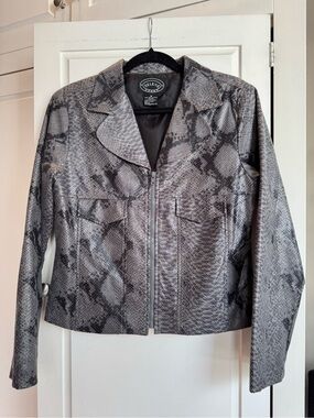 Selene Sport Gray Snake-Print Zip Jacket